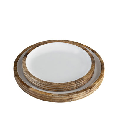Mango Wood Round Platter Set Of 2