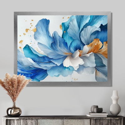 Océan bleu délicat pétales floraux III - fleurs abstraites, art mural