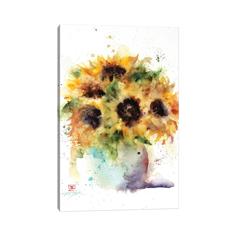 Sunflower Vase by Dean Crouser - Wrapped Canvas Print, 101.6 cm H x 66.04 cm W x 1.91 cm D