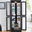 Élégante vitrine vitrée éclairée - Rangement à cadre en bois pour le salon, la cuisine et le garde-manger - Ampoule incluse - Idéal pour le vin, les jouets et les objets de collection - Noir