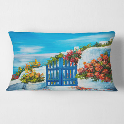 Housse et insert de coussin rectangulaire House Near the Sea Flowers III