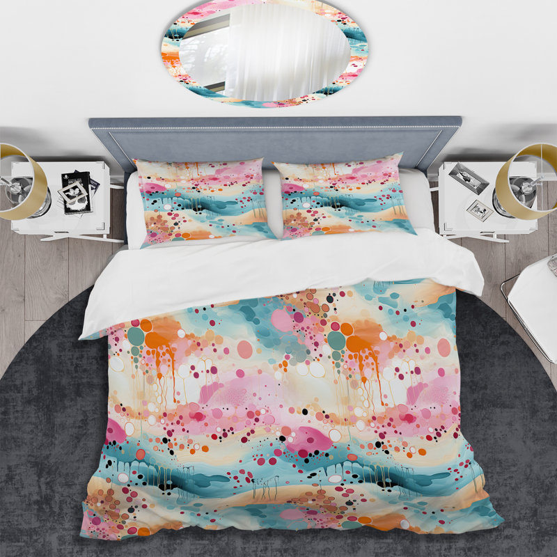 Ensemble de housse de couette Green Fusion Abstractions In Motion - Mid-Century