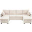 Canapé-lit modulaire 111,8 po avec canapé-lit polyvalent avec grand espace de rangement, deux ports USB et deux porte-gobelets pour le salon, beige