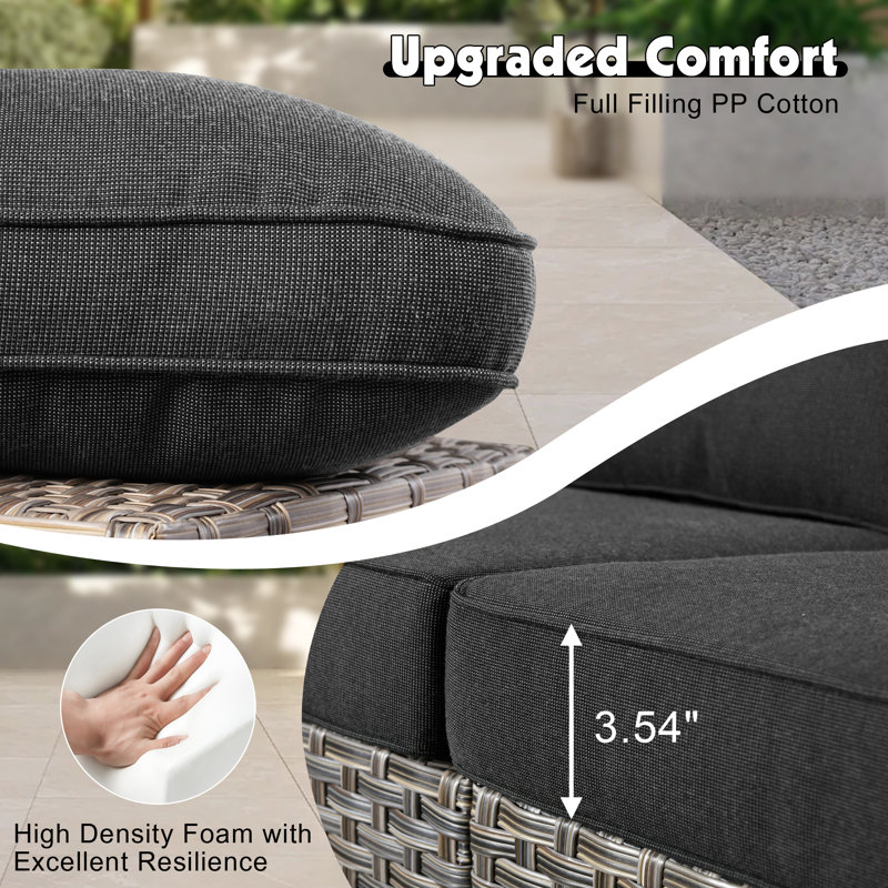 Harper Wicker 7 - Person Patio Conversation Set with Cushions, Black