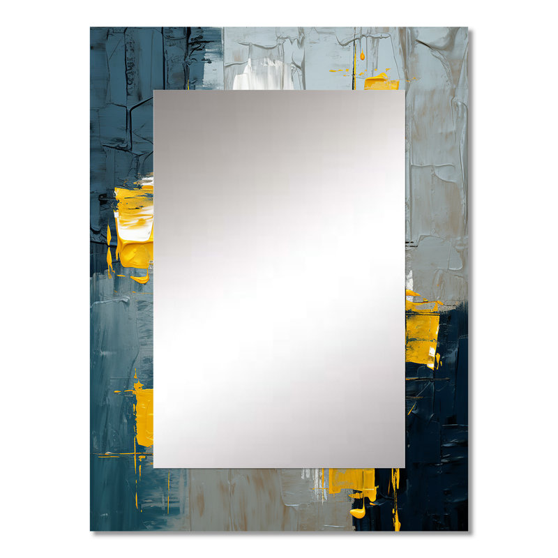 «Dialogue with Hope Abstraction On Retro Blue», peinture abstraite, miroir mural bleu, reproduction d'art en métal