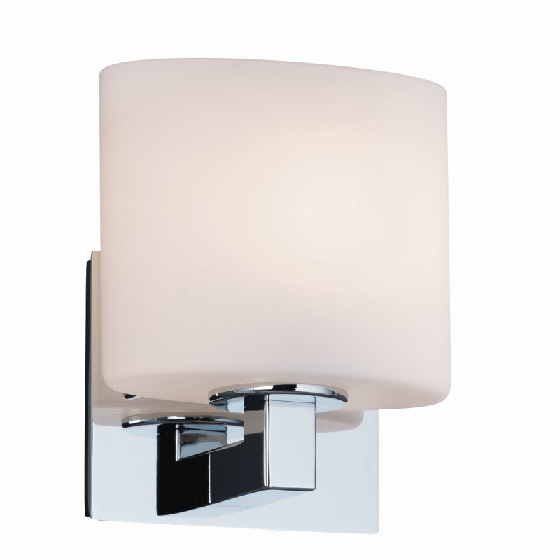 Casson Armed Sconce, Polished Chrome, Opal White Glass