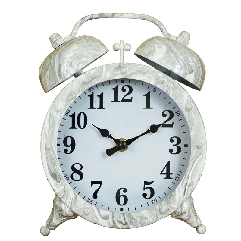 Analog Metal Tabletop Clock with Alarm in