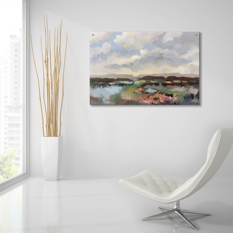 Art mural en verre épique «By the Lake» par Silvia Vassileva, 36 po x 24 po, H 24 po x l 36 po
