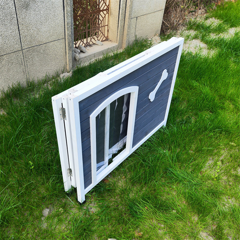 40.55" Gray and White Wooden Folding Dog House
