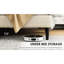 Cadre de grand lit, couleur beige - solide, stable, sans sommier, avec pieds antidérapants et cadre de chambre à coucher avec rangement-1759016105