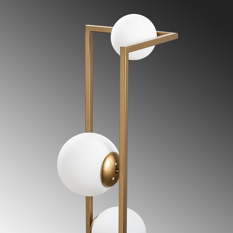 Lampe sur pied élégante en or, 35 x 35 x 61,8 pouces | Corps en métal, 2 x douilles E27 et 3 x E14 (40 W maximum) | Câble de 8,2 pi avec interrupteur marche / arrêt | Éclairage élégant pour le salon, la chambre à coucher et le bureau | Design moderne