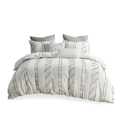 Modern Cotton Jacquard Bedding Sets, Ivory Full/queen Duvet Cover