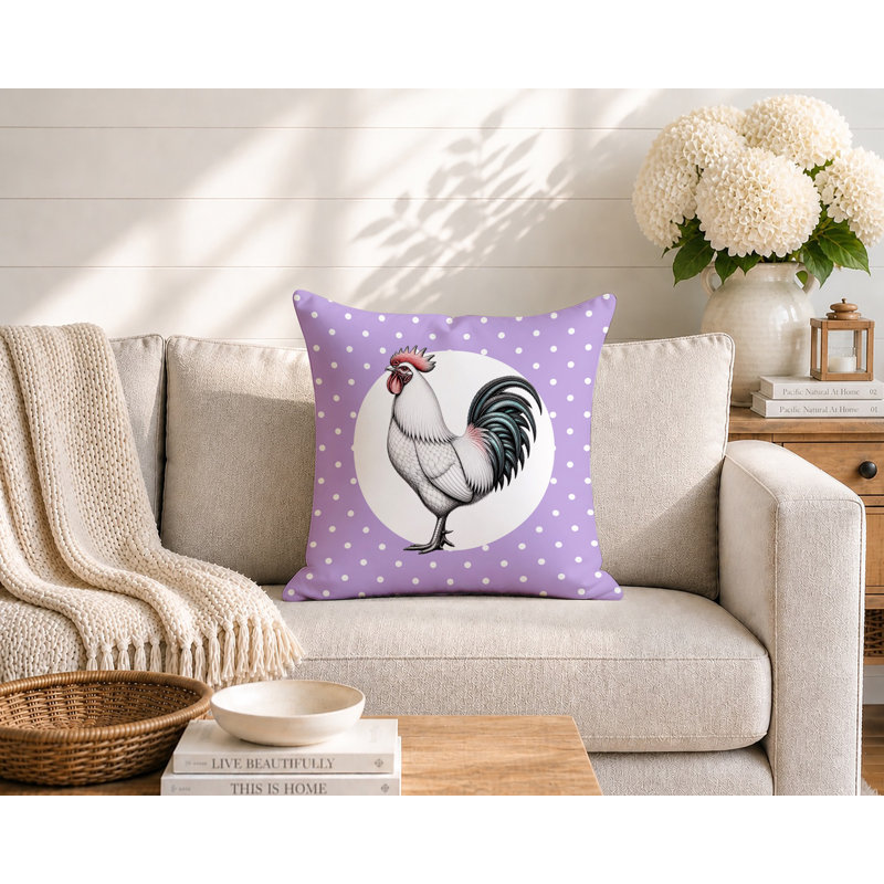 Oreiller réversible intérieur / extérieur Rooster, 18x18, Lavande