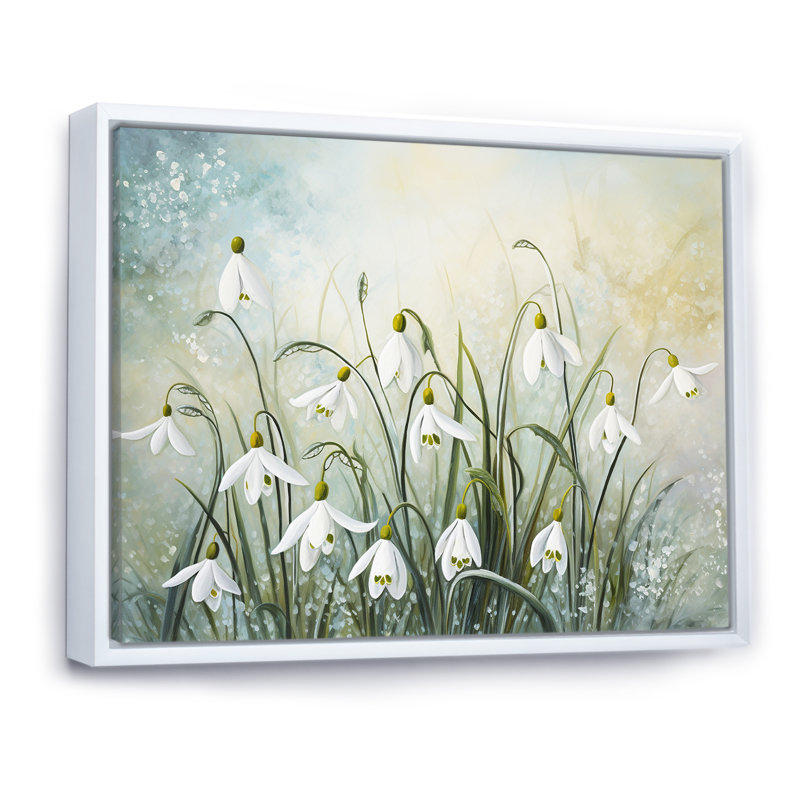 Charme de ferme enneigé, H 12 po x l 20 po x P 1 po, Cadre flottant blanc
