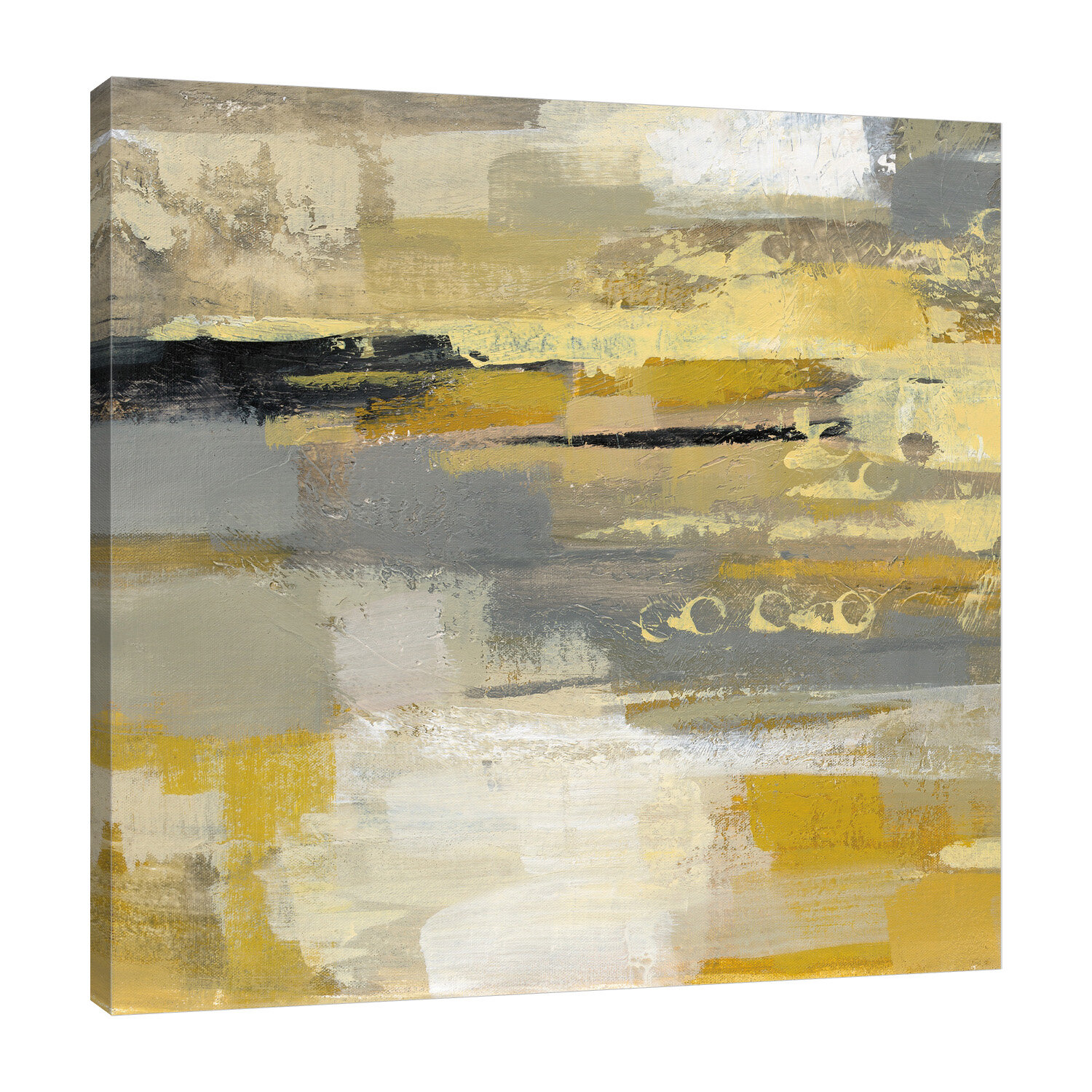 Latitude Run 'Clay Flowers' Acrylic Painting Print on Wrapped Canvas, Yellow