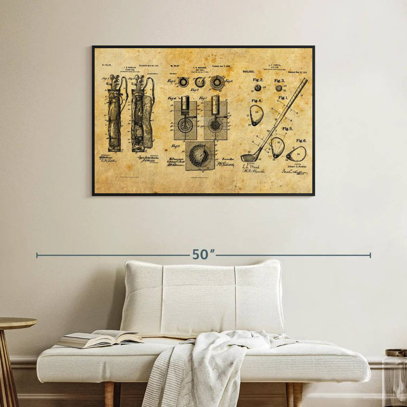 Brevet de jeu de golf, Cadre flottant noir, 40 po x 27 po