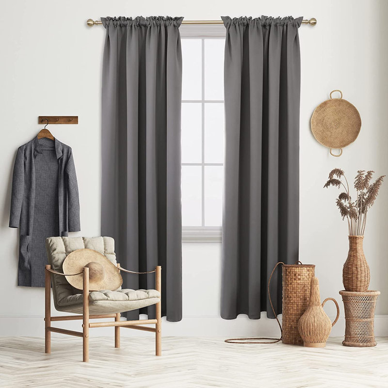 Peniste Room Darkening Curtain Pair, 52" W x 108" L, Light Gray