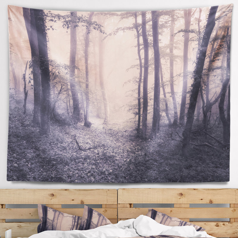 Tapisserie de brouillard dans la forêt de printemps Landscape, H 78 po x l 92 po