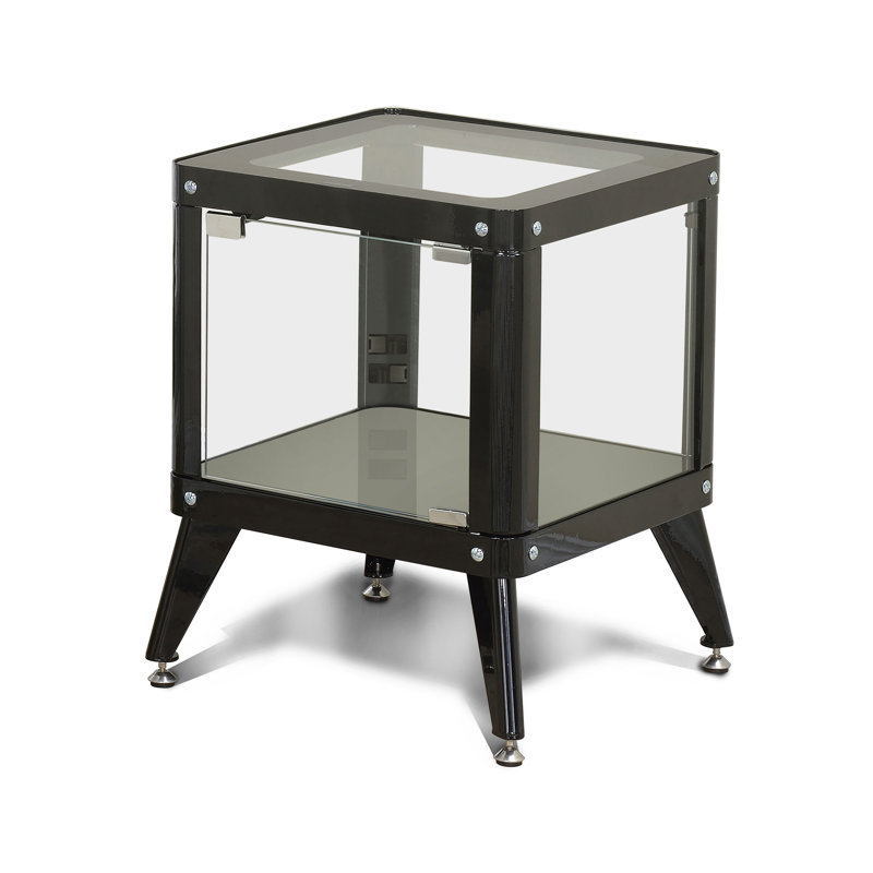Swartz Glass Top End Table, Black