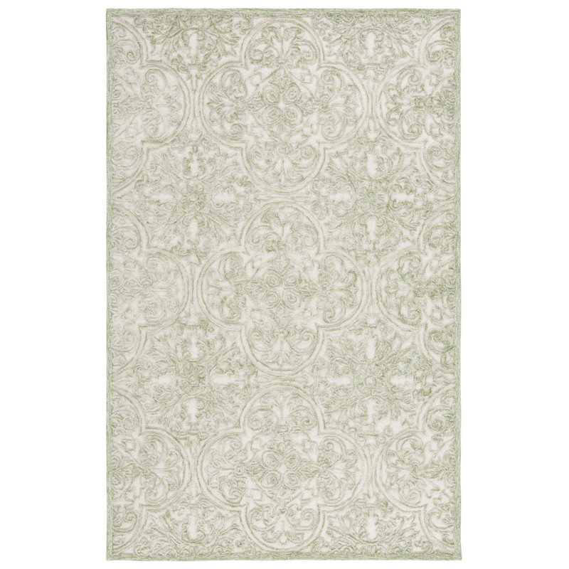 Msr Trace Martha Stewart Hand Tufted Wool And Cotton With Latex Damask Rug, Rectangle 2'6" x 4'