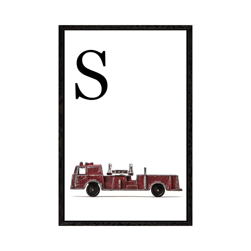S Fire Engine Letter - Print on Canvas, 101.6 cm H x 66.04 cm W, Black Framed