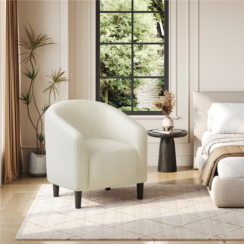 Upholstered Accent Chair Fabric Club Chair, Beige