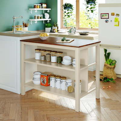 Îlot de cuisine fixe en bois massif rustique 45 po TopMAX