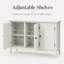 Buffet épaissi à trois portes en bois d'ingénierie au fini gris et blanc, avec des tablettes intérieures réglables - une armoire de rangement et de présentation polyvalente de style bohémien qui convient à n'importe quelle pièce.