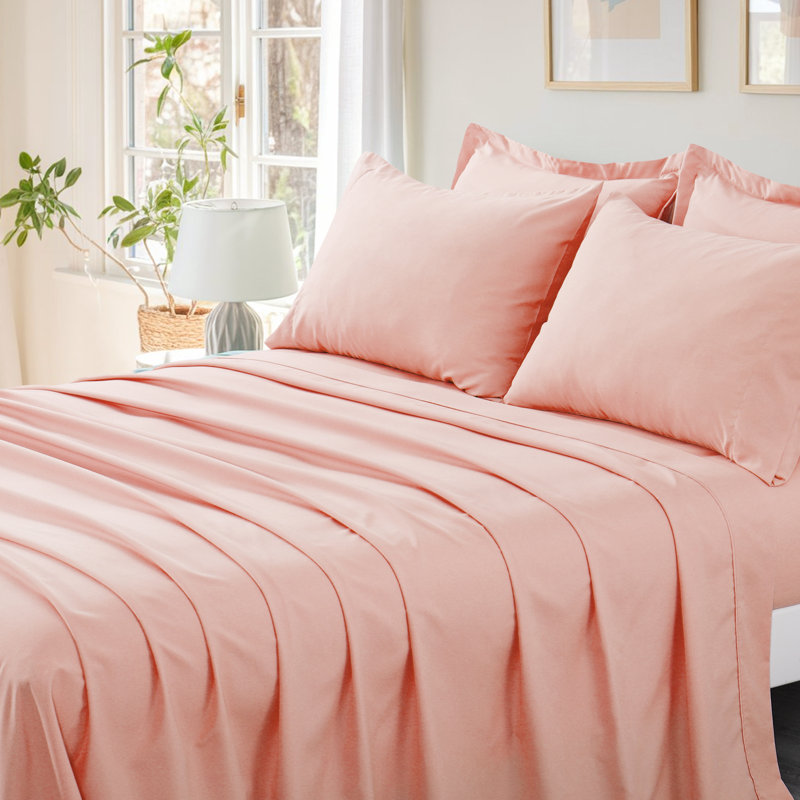 5/7 Piece Microfiber Bed-In-A-Bag Comforter Set , Twin Queen Comforter + 4 Additional Pieces, Pink