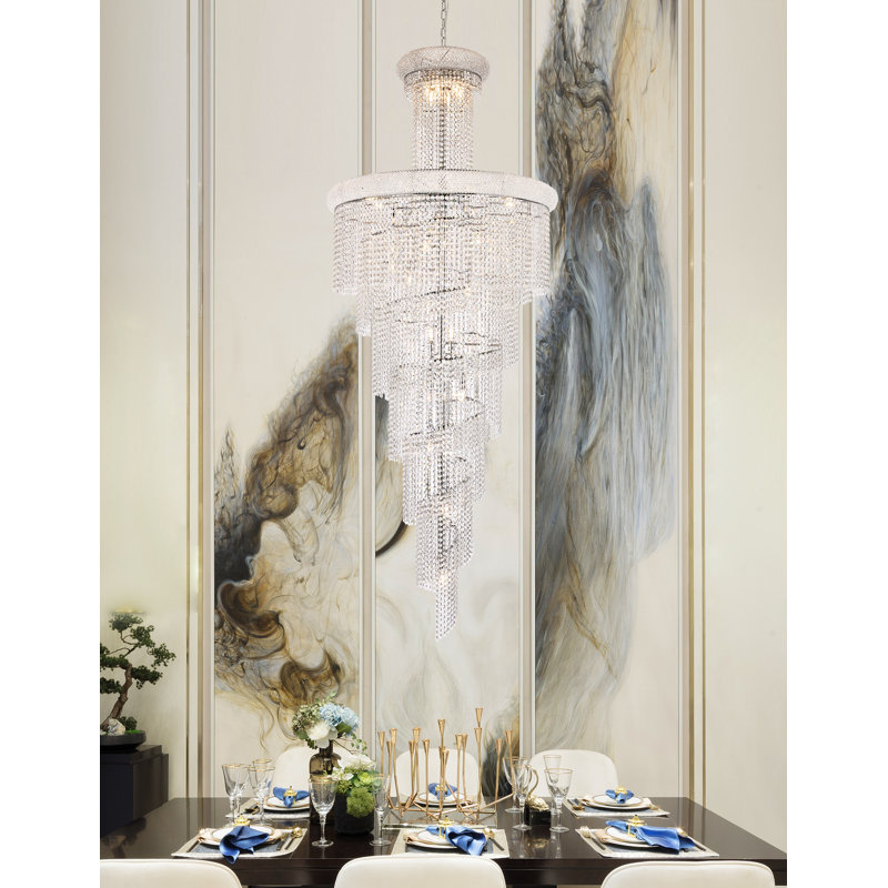 Sterns 32 - Light Dimmable Tiered Chandelier, Gold