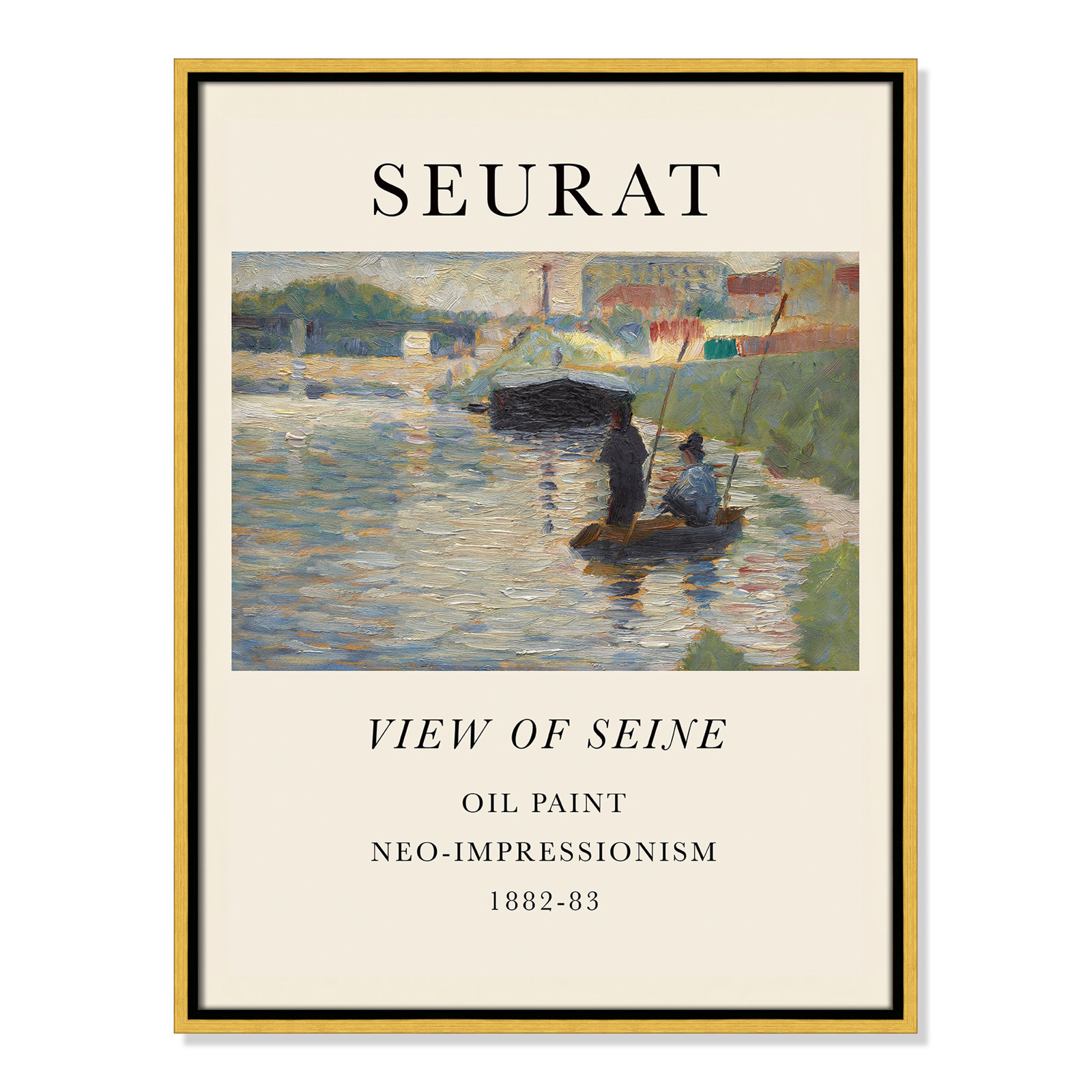 View Of Seine by Georges Seurat, No, 25.5" H x 19.5" W x 2" D, Gold Floater Frame