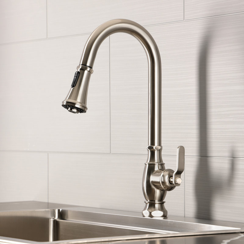 Kingston Brass Whitaker Single-Handle Pull-Down Kitchen Faucet, Brushed Nickel