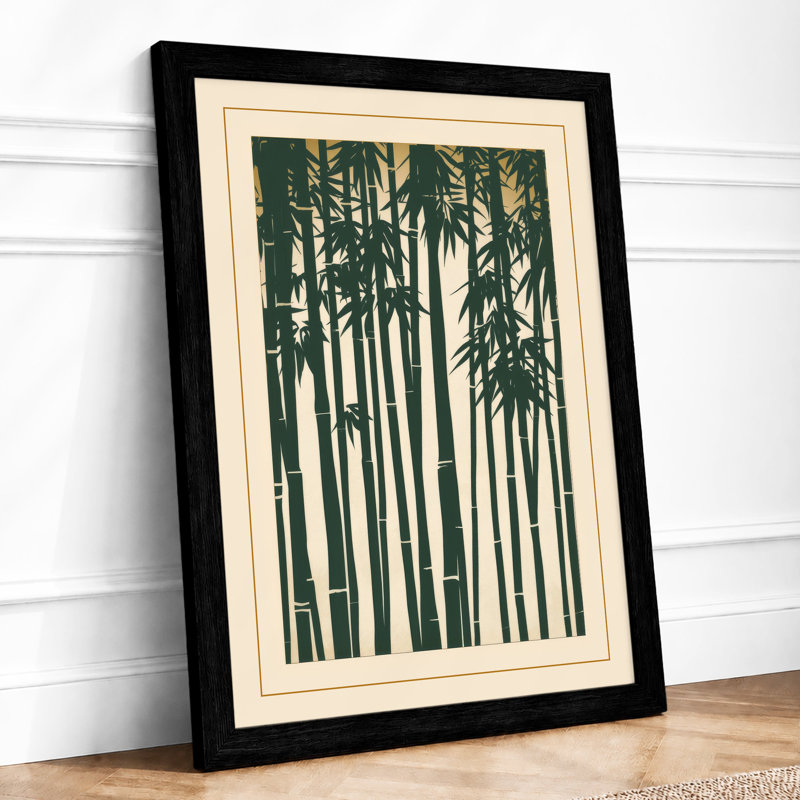 Bamboo Grove Japandi - Framed Print, Black, A3 - 42.0 x 29.7 cm