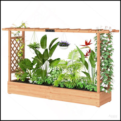 Wooden Planter Box,Trellis Planter,Raised Garden Bed