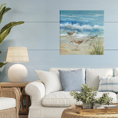 Beach Sandpiper Gathering Canvas, design by Nan