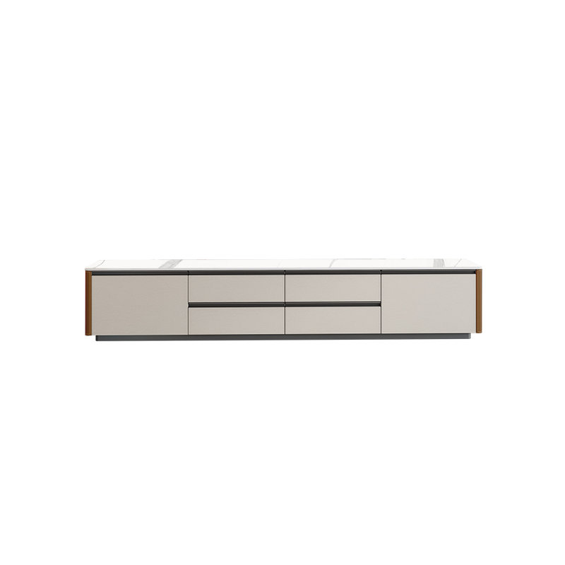 Minimalist cream style TV stand, Brown/White Grey, 70.87" W