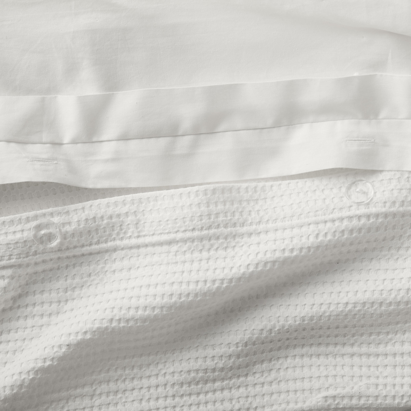 Felix Cotton Waffle Duvet Set, Full / Queen Duvet Cover + 2 Standard Pillowcases, White