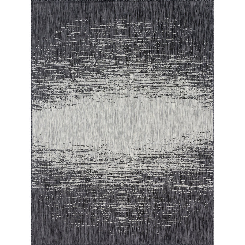 Pindall Charcoal Gray/Gray Indoor/Outdoor Rug, Rectangle 9' x 12'2"