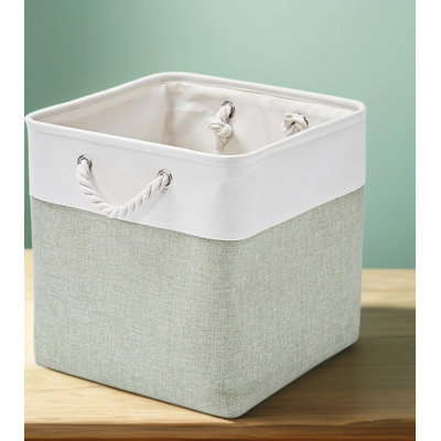 Cube Storage Bins with Handles, Foldable Linen Organizer Boxes for Shelves, Decorative Storage Basket for Clothes, Toys, and Books