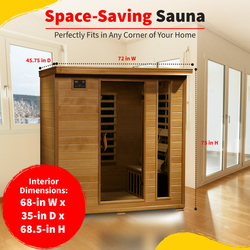 Luxurious 4-Person Hemlock Carbon Infrared Home Sauna