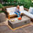 42" Rectangular Propane Fire Pit Table LED Outdoor Patio Backyard Gas Firepit Table with Golden Light Strip, 50,000 BTU Burner, Tank Storage, Glass Wind Guard, Lid and Protective Cover, Outdoor Gas Fire Pit, Patio Fire Pit Table, Backyard Fire Pit-1840370072