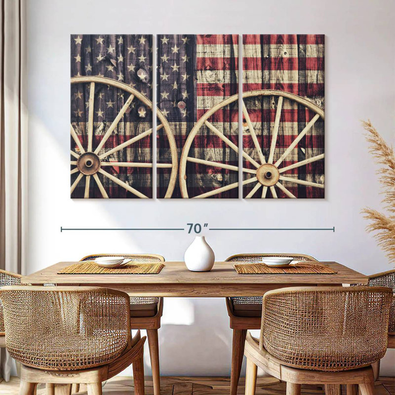 Borges Wagon Wheels American Flag, 42" H x 65" W