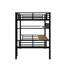 Lit mezzanine double en métal avec tablette de rangement et DEL
