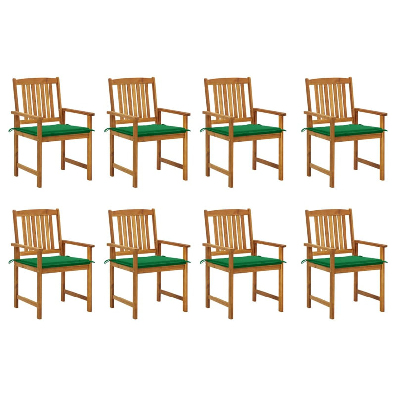 Outdoor Patio Dining Chair with Cushions Solid Wood Acacia, Green, Grey
