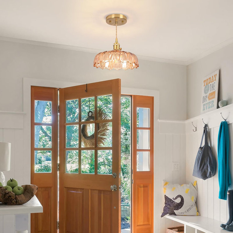 Small Glass Pendant Light Vintage Light Fixtures (9.4 Inches Wide)