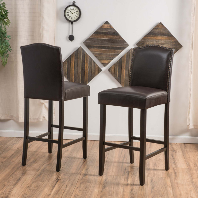 Ensemble de 2 tabourets de bar, tabourets de bar rembourrés à hauteur de comptoir pour îlot de cuisine, pieds en bois d'hévéa, capacité de poids de 300 lb