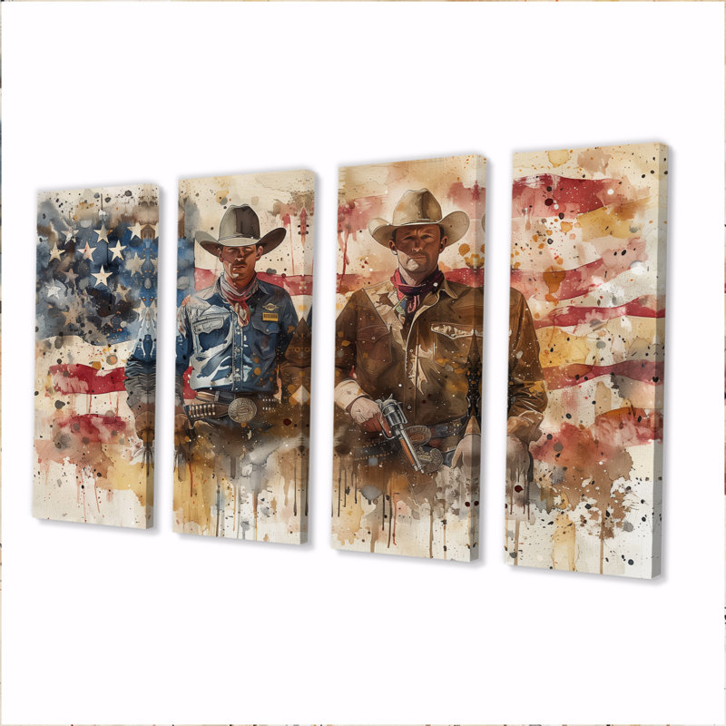 Marcquis - Cowboys, ensemble d'art mural sur toile, H 32 po x l 64 po