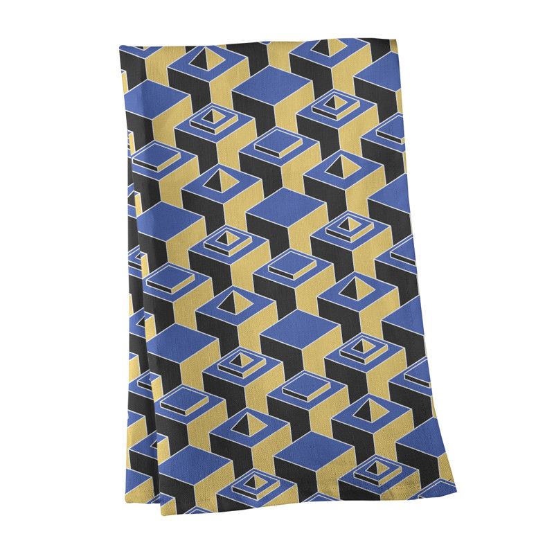 Serviette de thé skyscrapers Patricia Geoffrey, Bleu / Ivoire, Sergé de coton