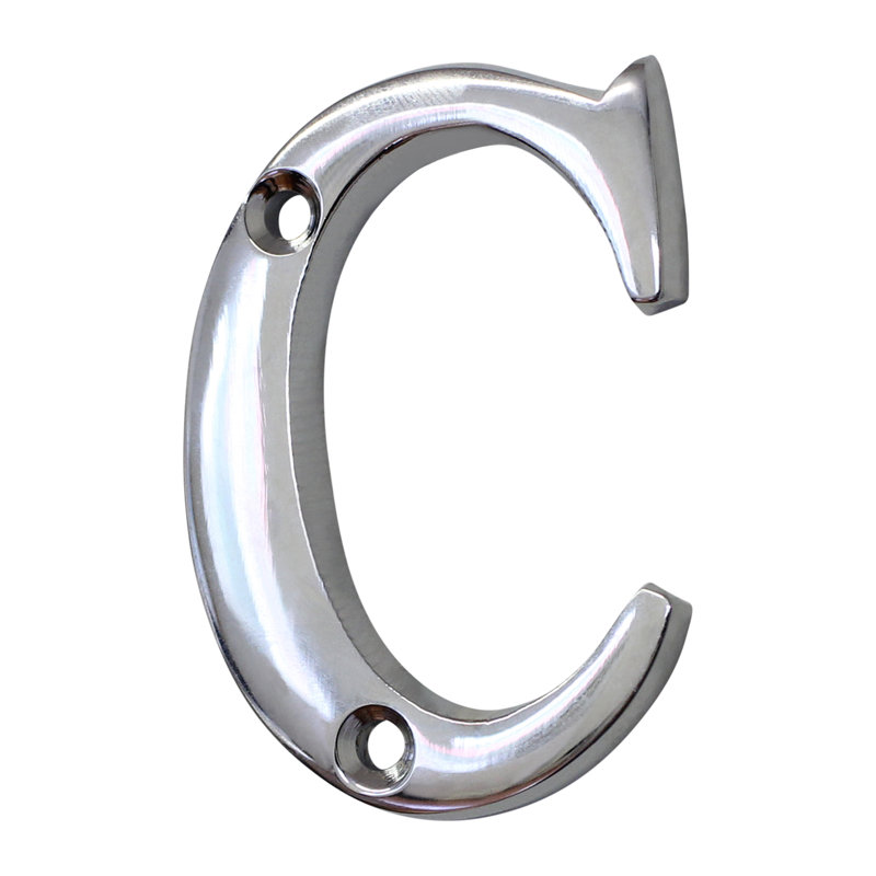 Lettre de montage en laiton H 2 po, Chrome poli, C