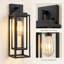 Lot de 2 appliques murales d'extérieur noires à double cage de 18 pouces-1024095860